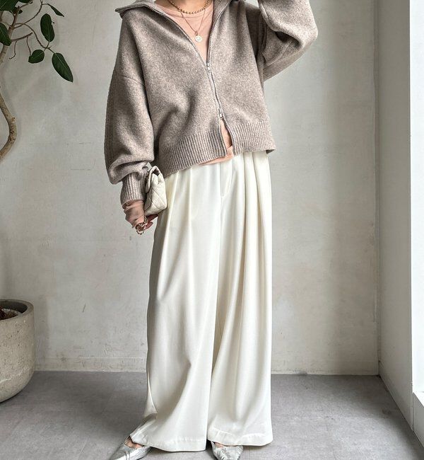  「【WEB限定】ダブルジップニットブルゾン」|カーディガン|