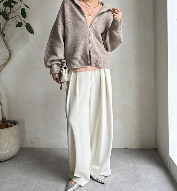  「【WEB限定】ダブルジップニットブルゾン」|カーディガン|