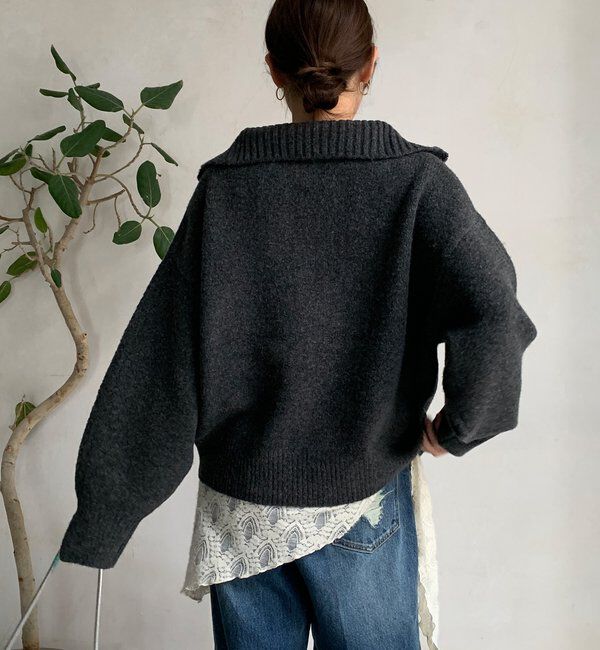  「【WEB限定】ダブルジップニットブルゾン」|カーディガン|