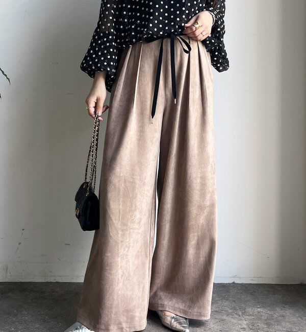  「スウェードタックパンツ」|チノ|グレージュ