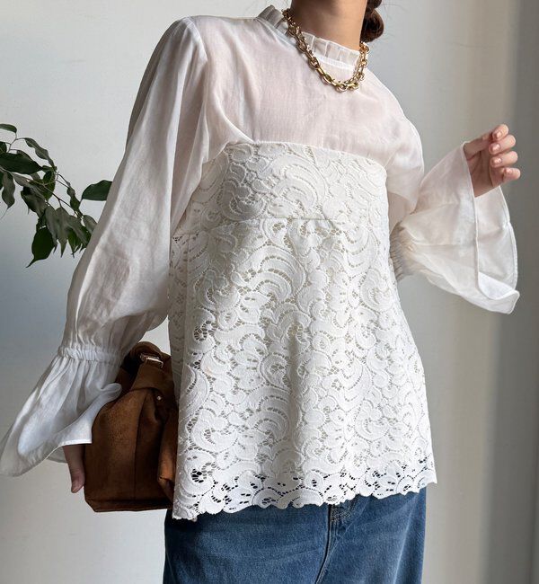  「フロッキーレースビスチェ」|シャツ・ブラウス|オフホワイト