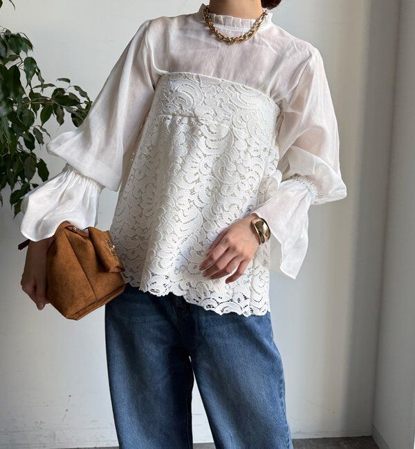  「プリーツ襟袖フレアブラウス」|シャツ・ブラウス|