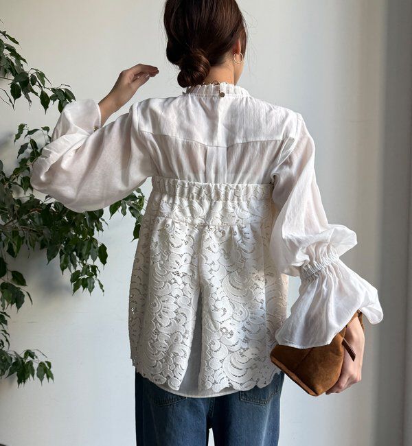  「プリーツ襟袖フレアブラウス」|シャツ・ブラウス|