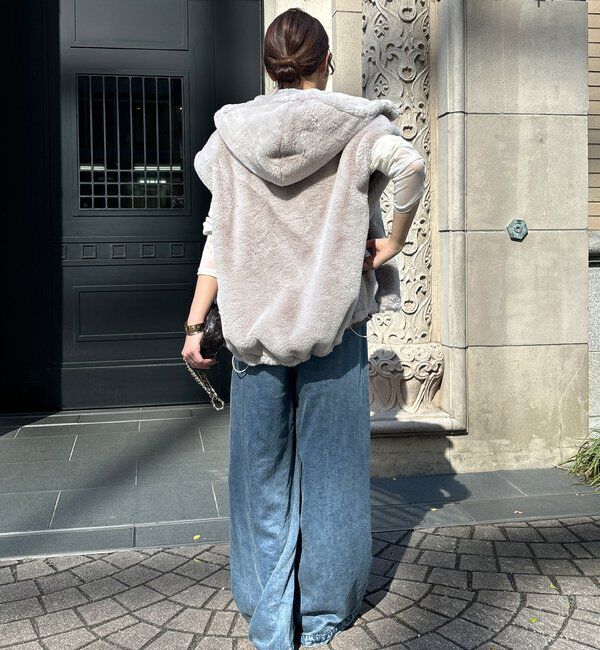  「フェイクミンクフーディージレ」|ベスト・ジレ|