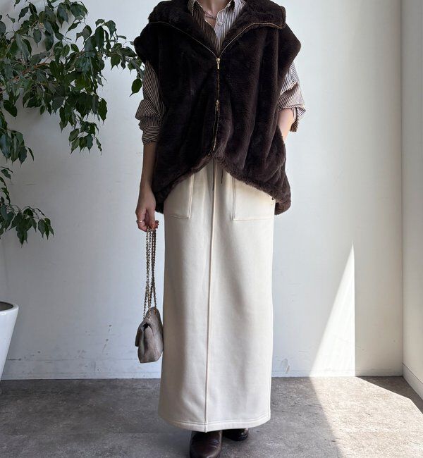  「フェイクミンクフーディージレ」|ベスト・ジレ|