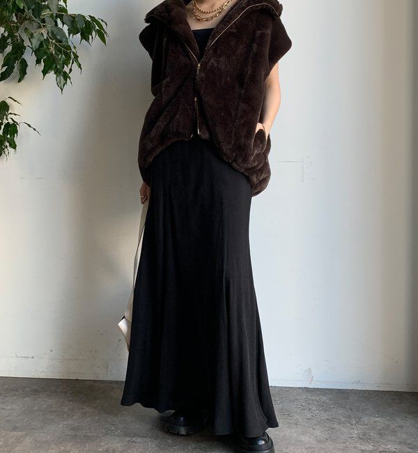  「フェイクミンクフーディージレ」|ベスト・ジレ|