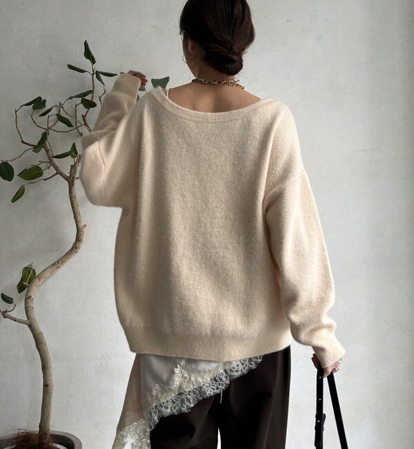  「ファーウールボートネックプルオーバー」|ニット・セーター|