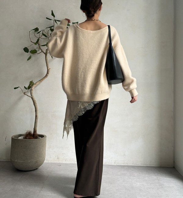  「ファーウールボートネックプルオーバー」|ニット・セーター|