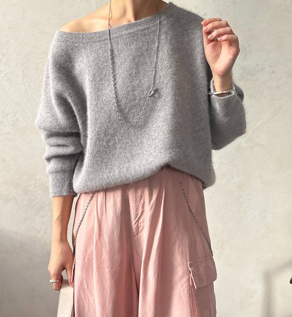  「ファーウールボートネックプルオーバー」|ニット・セーター|