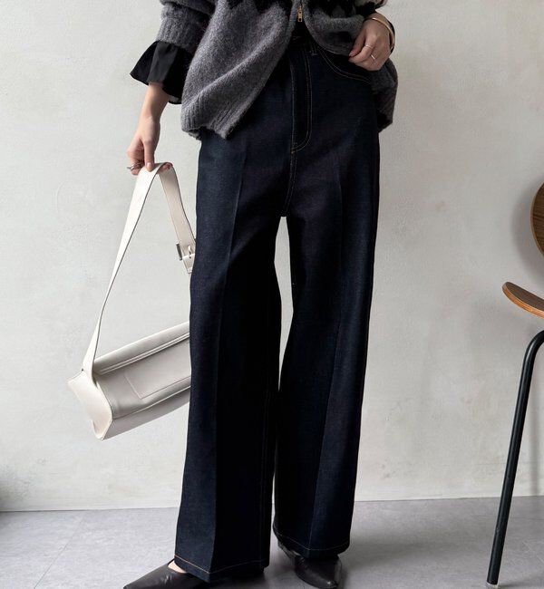  「ハイウエストダブルボタンデニム」|デニム|