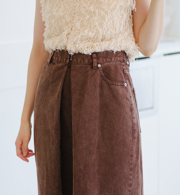  「【3サイズ】デニムタックワイドパンツ」|デニム|