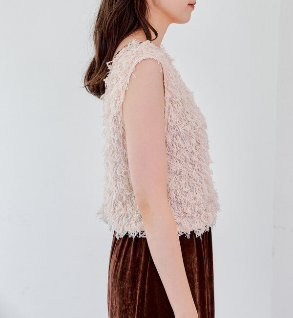  「【新色追加/前後2WAY】ファーショートベスト」|ベスト・ジレ|