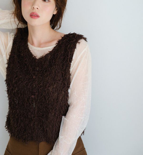  「【新色追加/前後2WAY】ファーショートベスト」|ベスト・ジレ|