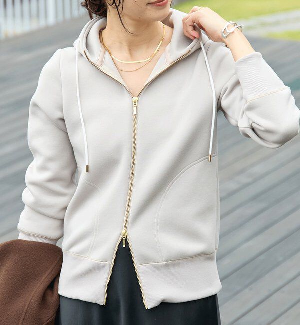  「【WEB限定/キレイめ上品】スポンジダンボールZIPパーカーカットソー」|パーカー|