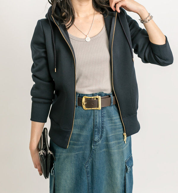  「【WEB限定/キレイめ上品】スポンジダンボールZIPパーカーカットソー」|パーカー|