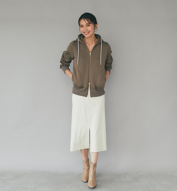  「【WEB限定/キレイめ上品】スポンジダンボールZIPパーカーカットソー」|パーカー|