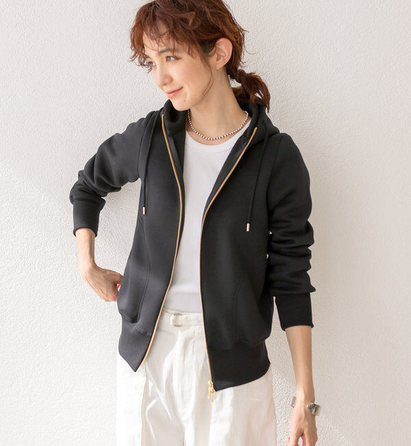  「【WEB限定/キレイめ上品】スポンジダンボールZIPパーカーカットソー」|パーカー|