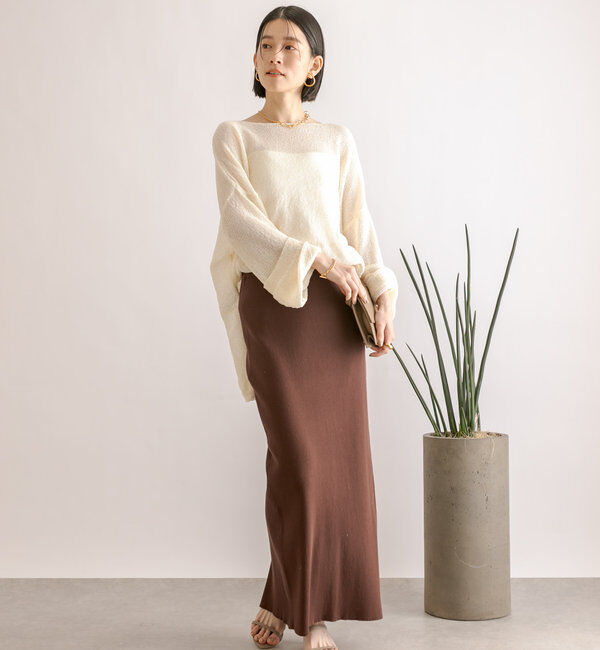  「【マイナス3kg/レビュー高評価☆】リブタイトスカート」|スカート|