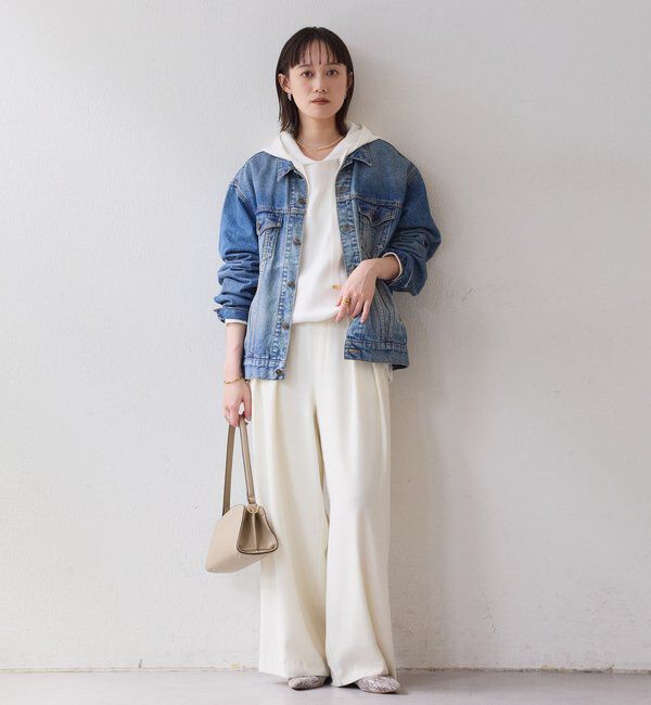  「【ウォッシャブル】【シーズンレスで使える】タックワイドスラックス」|チノ|