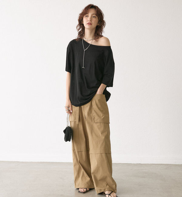  「【MONN.:.(モン)】オープンネックTee」|Tシャツ・カットソー|