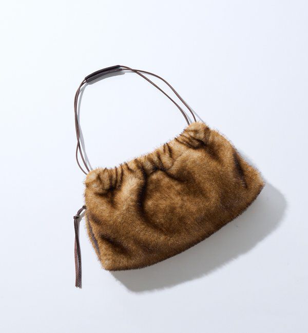  「【シーズンムードを高める】フェイクファードローストリングバッグ」|クラッチバッグ|