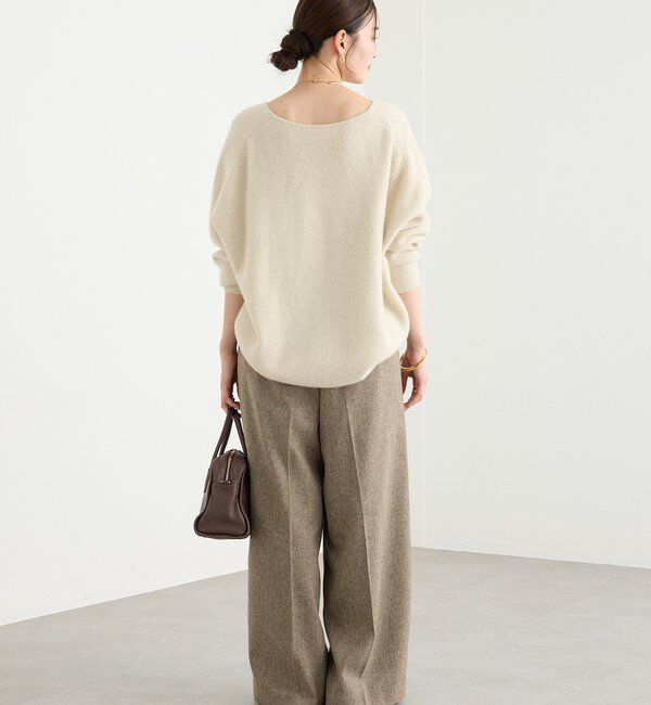  「【抜け感シルエット】ヘアリーウール片畦Vネックニット」|ニット・セーター|