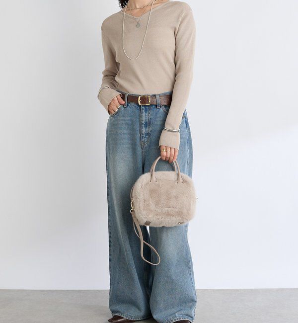  「【シーズンムード抜群】フェイクファーミニボストン」|クラッチバッグ|