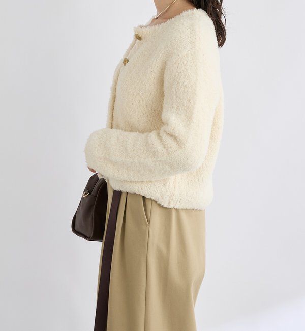  「【オンオフ使える】ウールボアニットジャケット」|カーディガン|