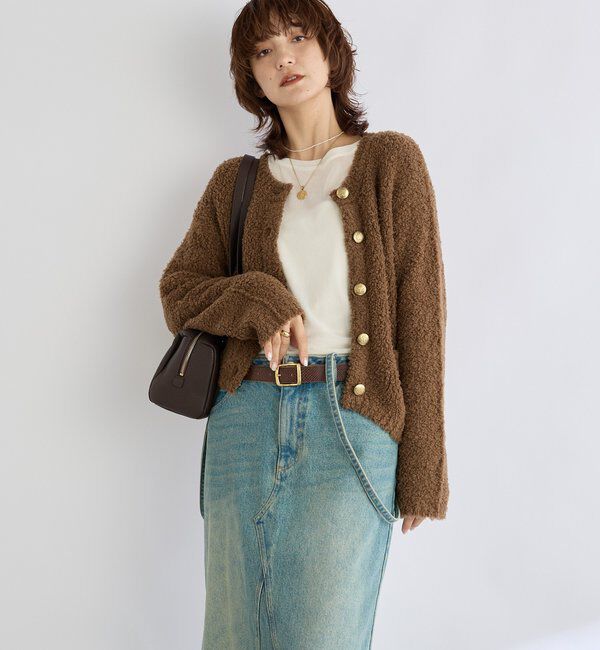  「【オンオフ使える】ウールボアニットジャケット」|カーディガン|