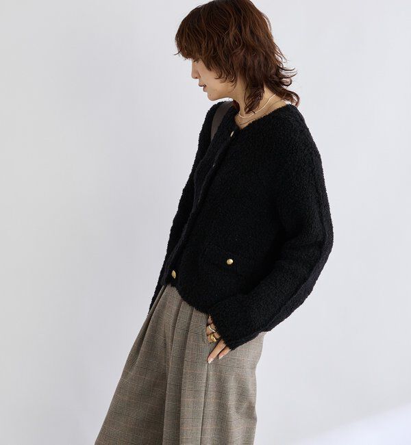  「【オンオフ使える】ウールボアニットジャケット」|カーディガン|