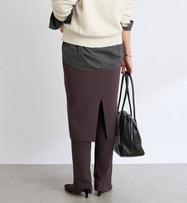  「【キャッチーなアイテム】スカートドッキングニットパンツ」|チノ|
