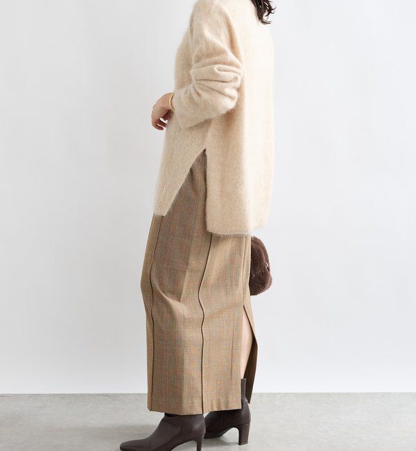  「【ヘアリーな質感】起毛ウールサイドスリットニット」|ニット・セーター|