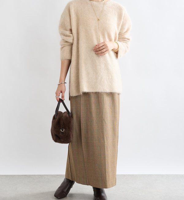  「【ヘアリーな質感】起毛ウールサイドスリットニット」|ニット・セーター|