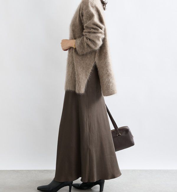  「【ヘアリーな質感】起毛ウールサイドスリットニット」|ニット・セーター|