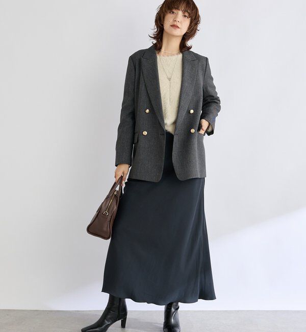  「【美シルエット】シャークスキンピークドラペルジャケット」|テーラードジャケット|