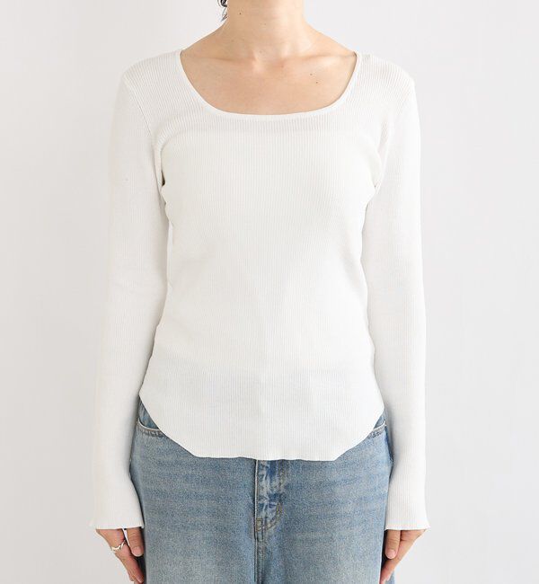  「【女性らしい抜け感】スクエア2WAYリブニット」|ニット・セーター|