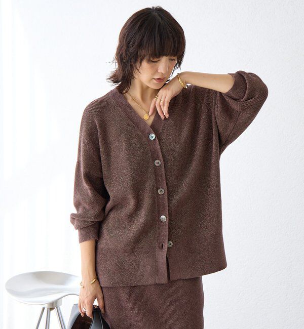  「【上品な輝き】ラメモール2WAYカーデ」|ニット・セーター|