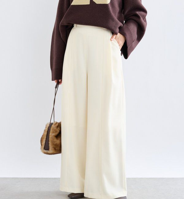  「【a Nice （ア ・ニース）】Twoolワイドパンツ」|チノ|オフホワイト