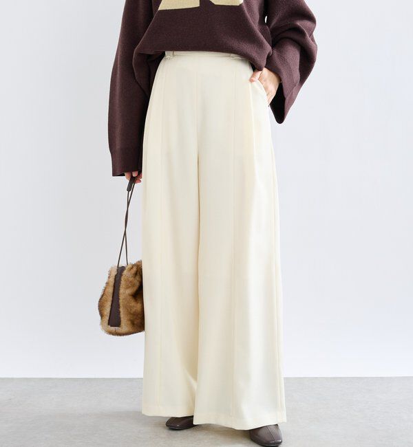  「【a Nice （ア ・ニース）】Twoolワイドパンツ」|チノ|