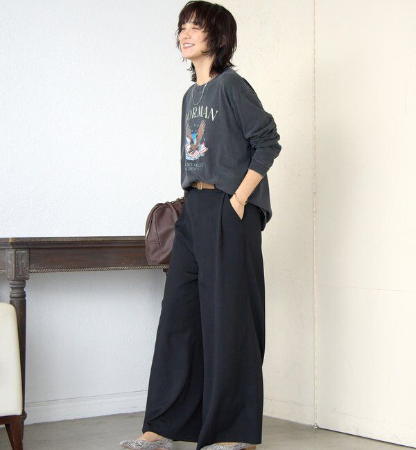  「【a Nice （ア ・ニース）】Twoolワイドパンツ」|チノ|