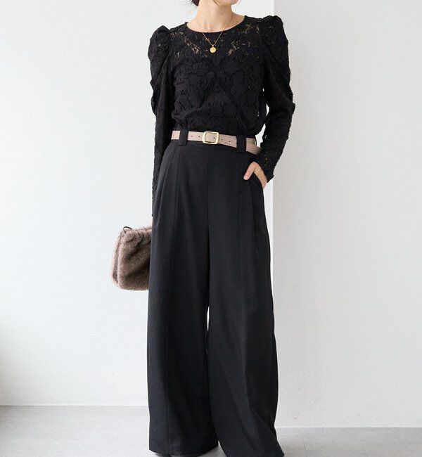  「【a Nice （ア ・ニース）】Twoolワイドパンツ」|チノ|