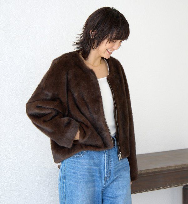  「【シーズンムード高まる】ミンクライクショートコート」|その他|