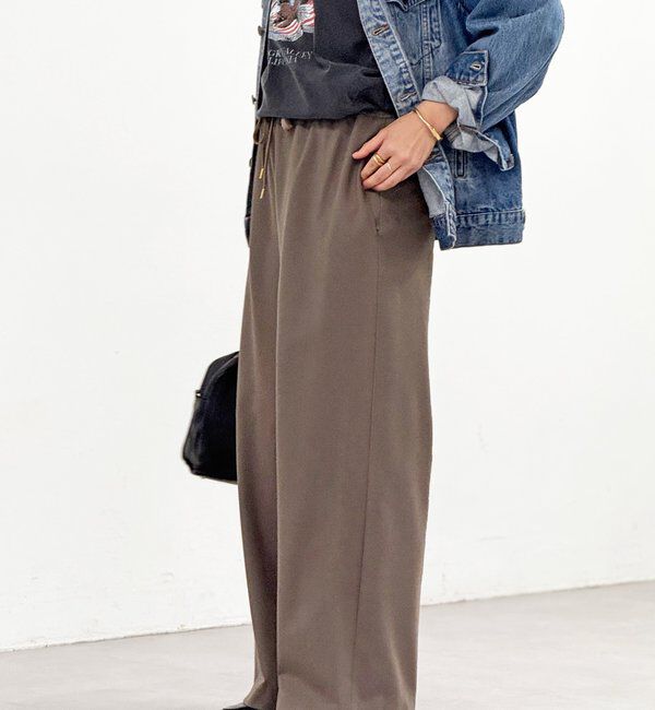  「【真冬まで暖か】両面起毛イージーストレートパンツ」|チノ|