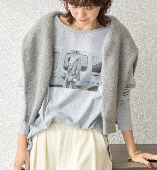  「【インナーとしても◎】PHOTO long Tee」|Tシャツ・カットソー|グレー