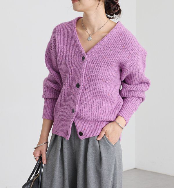  「【キャッチーな素材感】ブークレーヤーンカーディガン」|カーディガン|