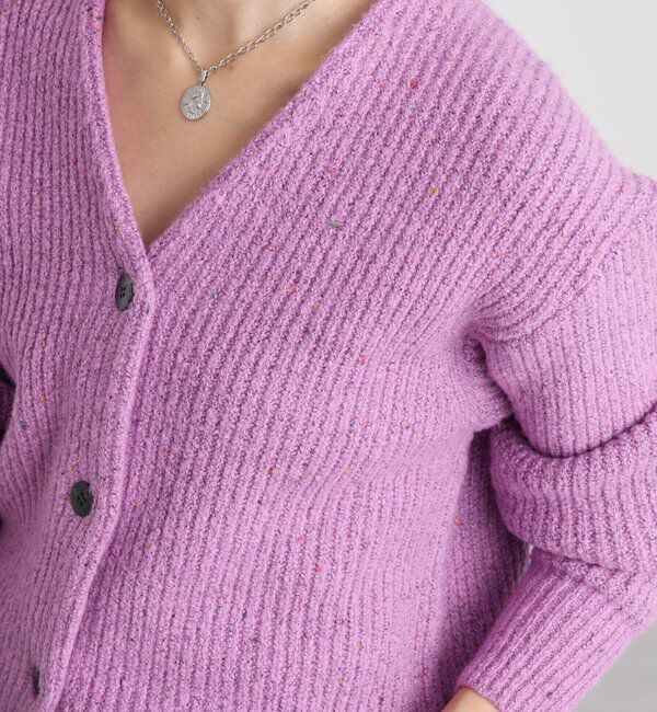  「【キャッチーな素材感】ブークレーヤーンカーディガン」|カーディガン|