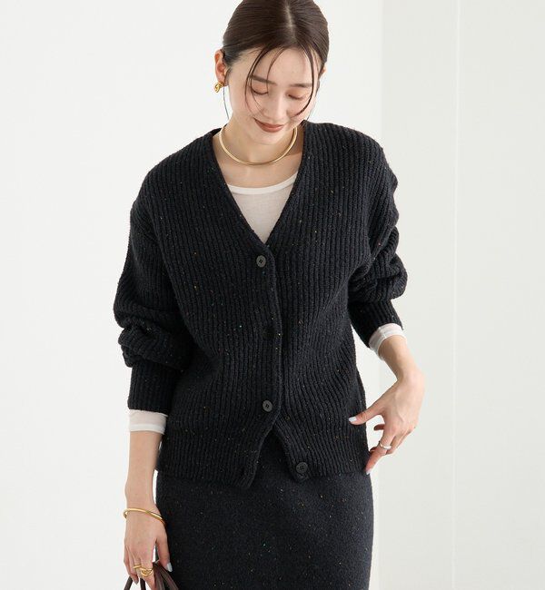  「【キャッチーな素材感】ブークレーヤーンカーディガン」|カーディガン|