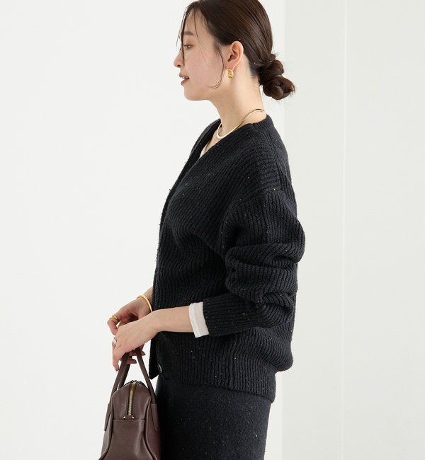  「【キャッチーな素材感】ブークレーヤーンカーディガン」|カーディガン|