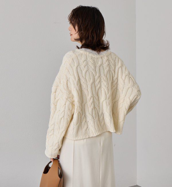  「【大人のこなれ感を演出】フリンジネックケーブルニット」|ニット・セーター|