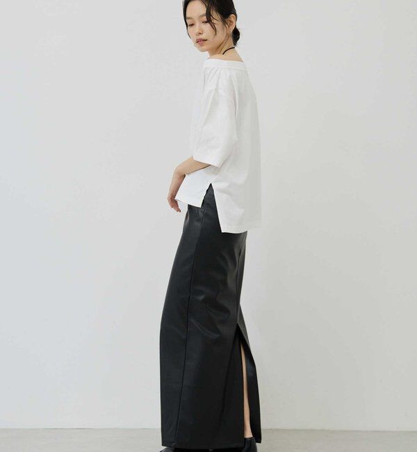  「フェイクレザータイトスカート」|スカート|